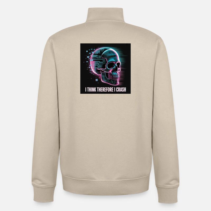 Cyberpunk Totenschädel mit digitalem Glitch - Unisex Organic Zip Sweatshirt von Stanley/Stella - Cremebeige