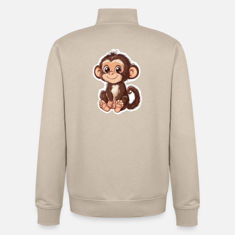 Affe Süsses Äffchen Geschenk für Affenfans - Unisex Organic Zip Sweatshirt von Stanley/Stella - Cremebeige