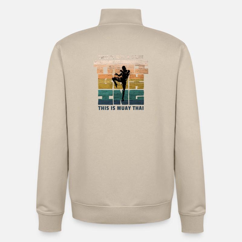 Boxe thaïlandaise, Boxe thaïlandaise, Boxe thaïlandaise - Sweat zippé unisexe en coton bio Stanley/Stella - beige crème