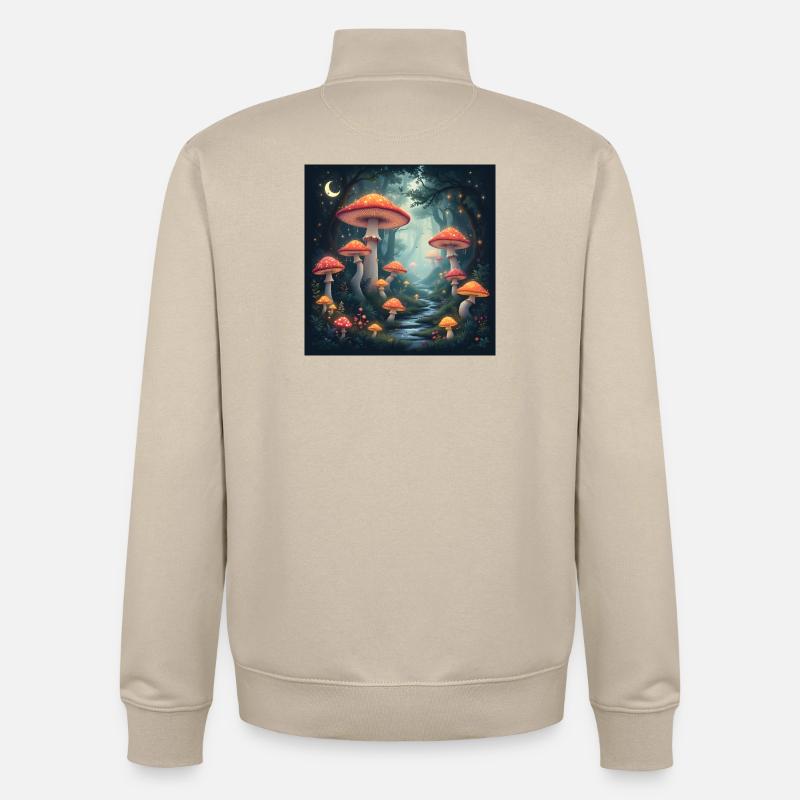 Forêt de champignons - Sweat zippé unisexe en coton bio Stanley/Stella - beige crème