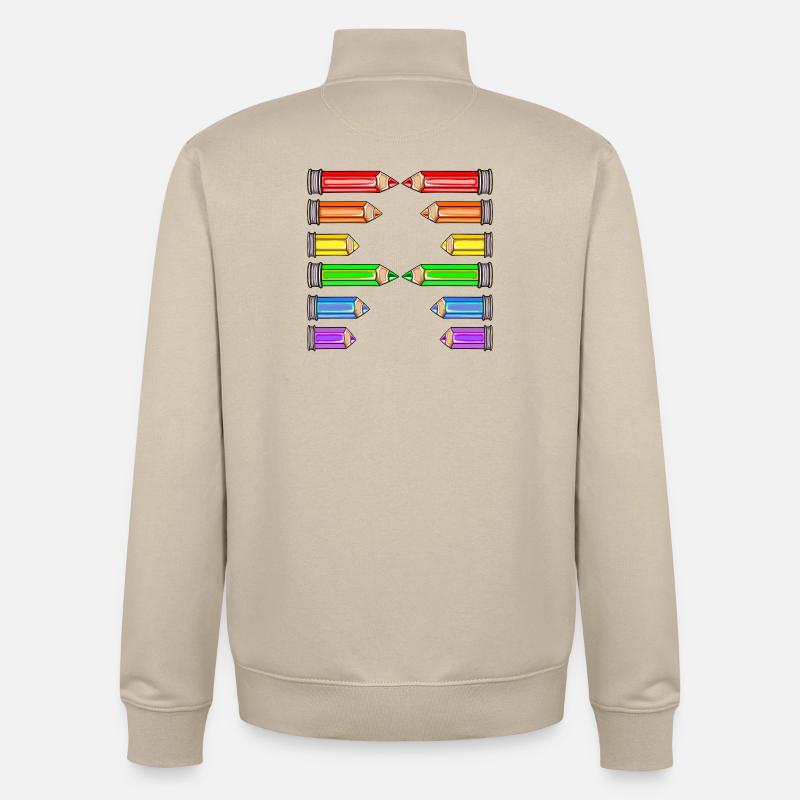 BUCHSTABE A NAME SCHULE BUNTSTIFTE - Unisex Organic Zip Sweatshirt von Stanley/Stella - Cremebeige