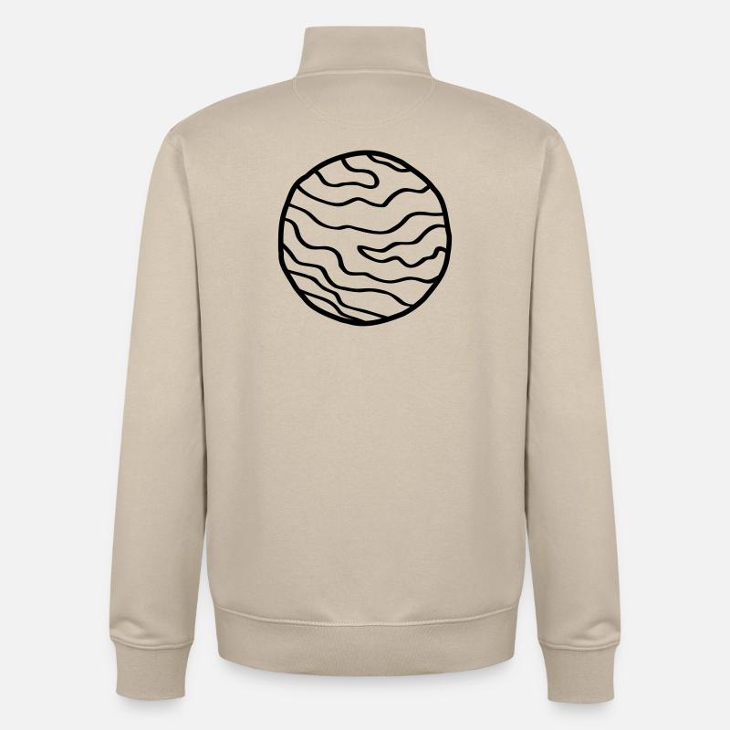 Planète Simple Space Doodle - Sweat zippé unisexe en coton bio Stanley/Stella - beige crème