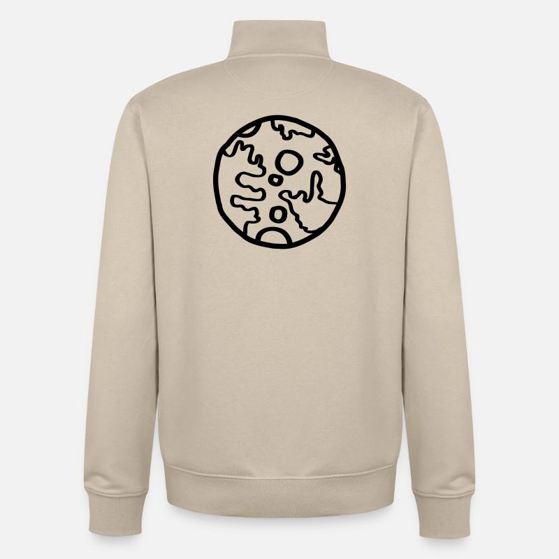 Planète Space Doodle Simple - Sweat zippé unisexe en coton bio Stanley/Stella - beige crème