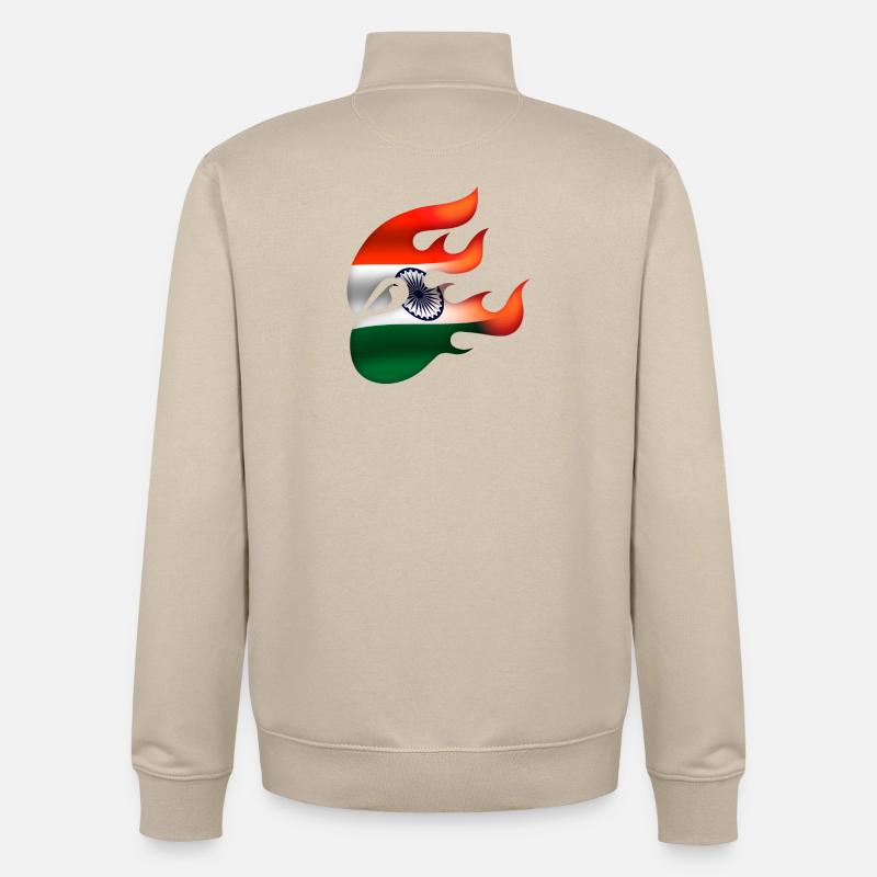 Drapeau de l’Inde - Inde - Ninja - Sweat zippé unisexe en coton bio Stanley/Stella - beige crème