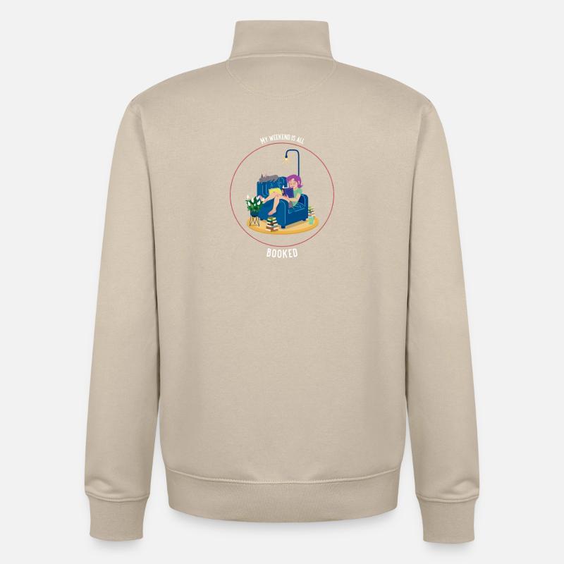 Objectifs du week-end : lire et se détendre - Sweat zippé unisexe en coton bio Stanley/Stella - beige crème
