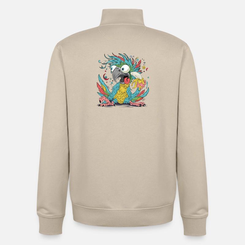 Cuclillo Perroquet Conception de dessin ludique | Coloré - Sweat zippé unisexe en coton bio Stanley/Stella - beige crème