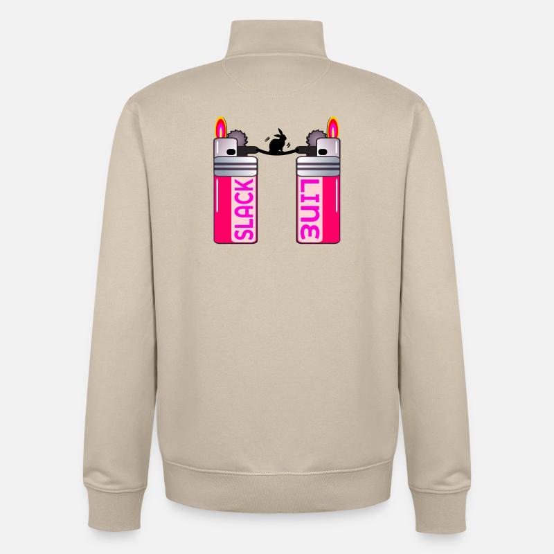 RABBIT SLACKLINING LIGHTER - Unisex Organic Zip Sweatshirt by Stanley/Stella - desert dust