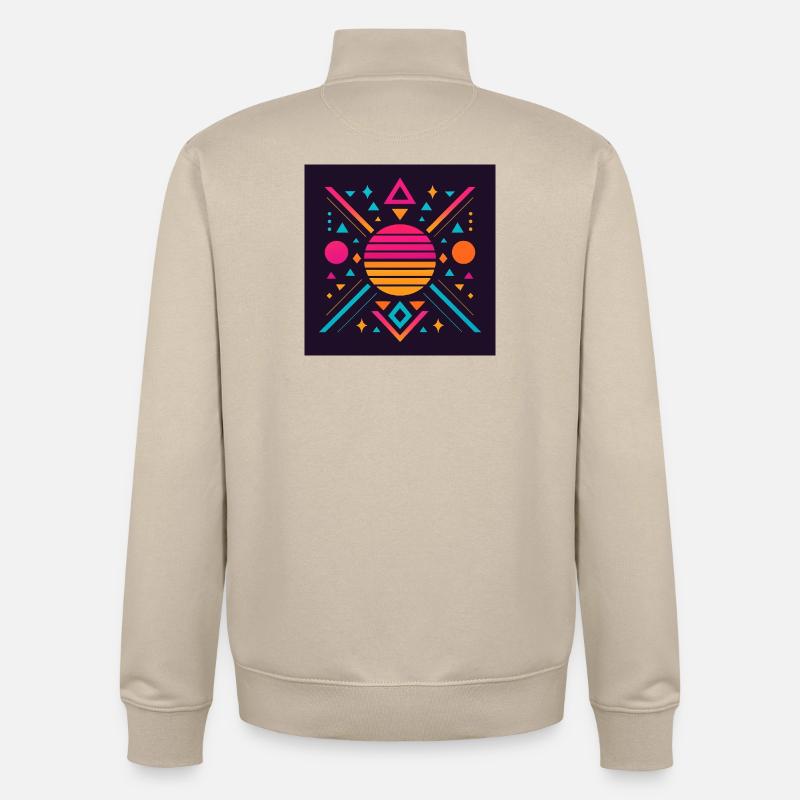 Synthwave geometric pattern - Unisex Organic Zip Sweatshirt by Stanley/Stella - desert dust