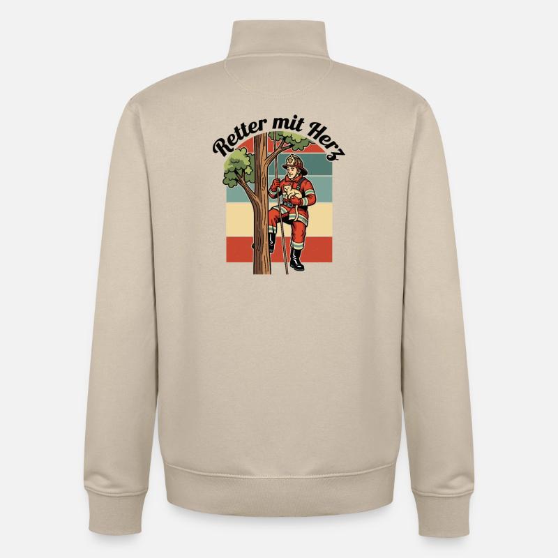 Retter mit Herz - Unisex Organic Zip Sweatshirt von Stanley/Stella - Cremebeige