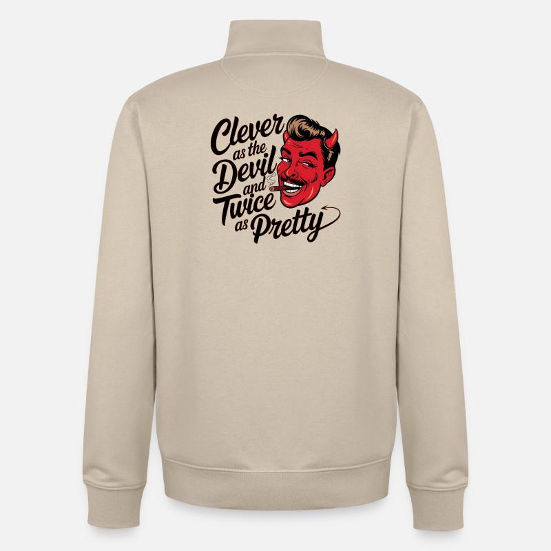 Naughty devil with cigar and charm - Unisex Organic Zip Sweatshirt by Stanley/Stella - desert dust