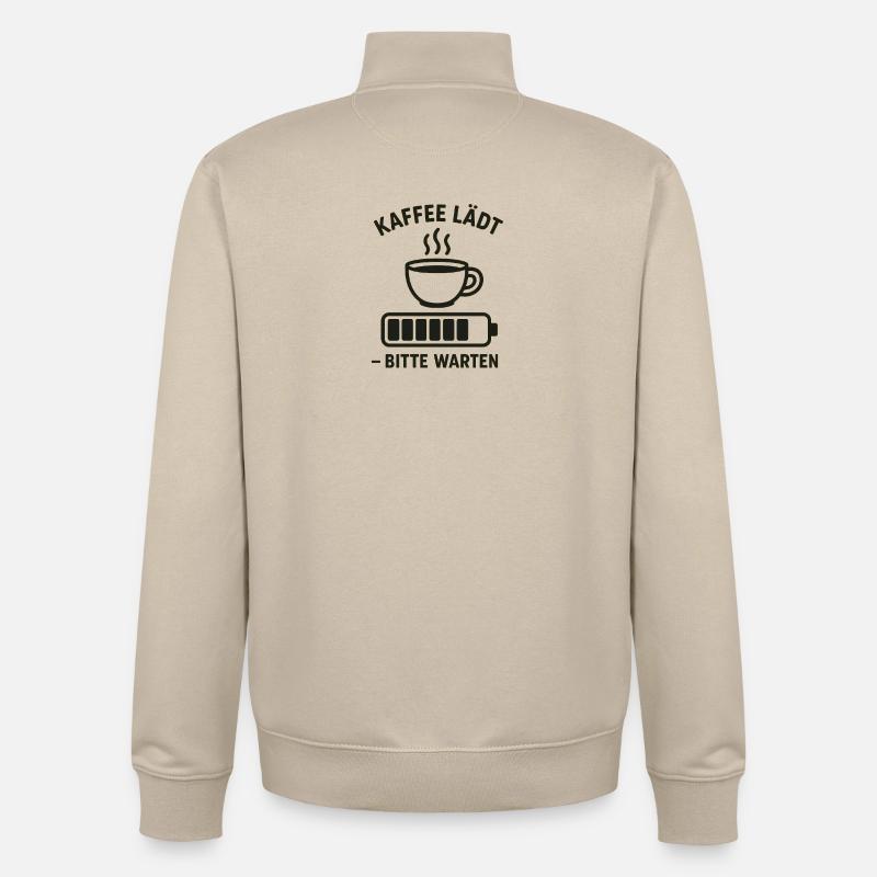 Kaffee lädt – bitte warten - Unisex Organic Zip Sweatshirt von Stanley/Stella - Cremebeige