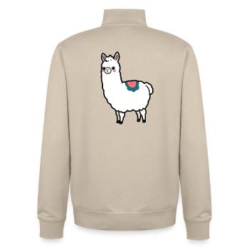 lama - Unisex Organic Zip Sweatshirt by Stanley/Stella - desert dust - Back - AI Model Male 185 dark (185cm)