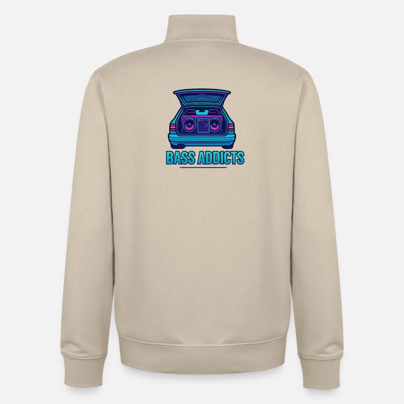 Retro Ghettoblaster Bass Addicts Design - Unisex Organic Zip Sweatshirt von Stanley/Stella - Cremebeige