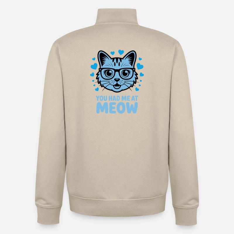 Tu m’as eu à miaou - Sweat zippé unisexe en coton bio Stanley/Stella - beige crème