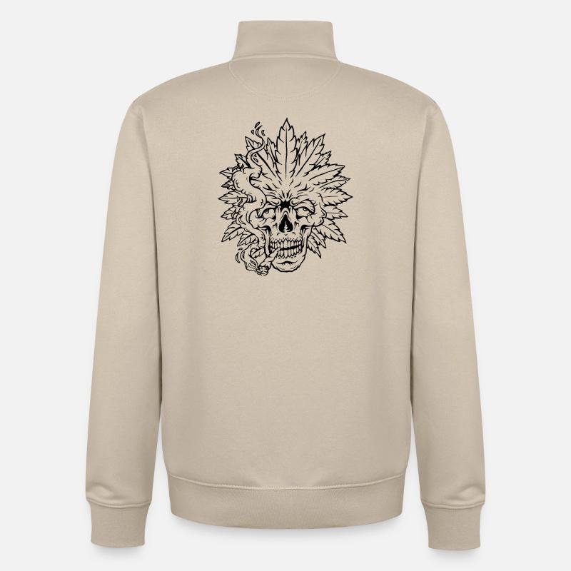 Psychedelic Skull Weed Design - Totenkopf - Unisex Organic Zip Sweatshirt von Stanley/Stella - Cremebeige