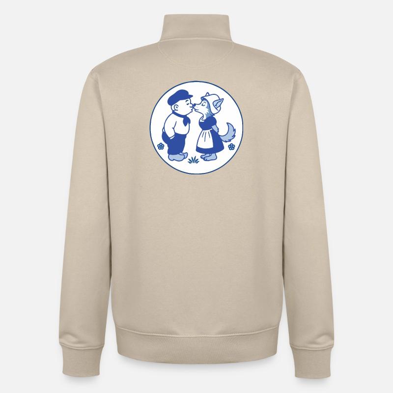 Delfter blauer Bauer Küsten Wolf - Unisex Organic Zip Sweatshirt von Stanley/Stella - Cremebeige