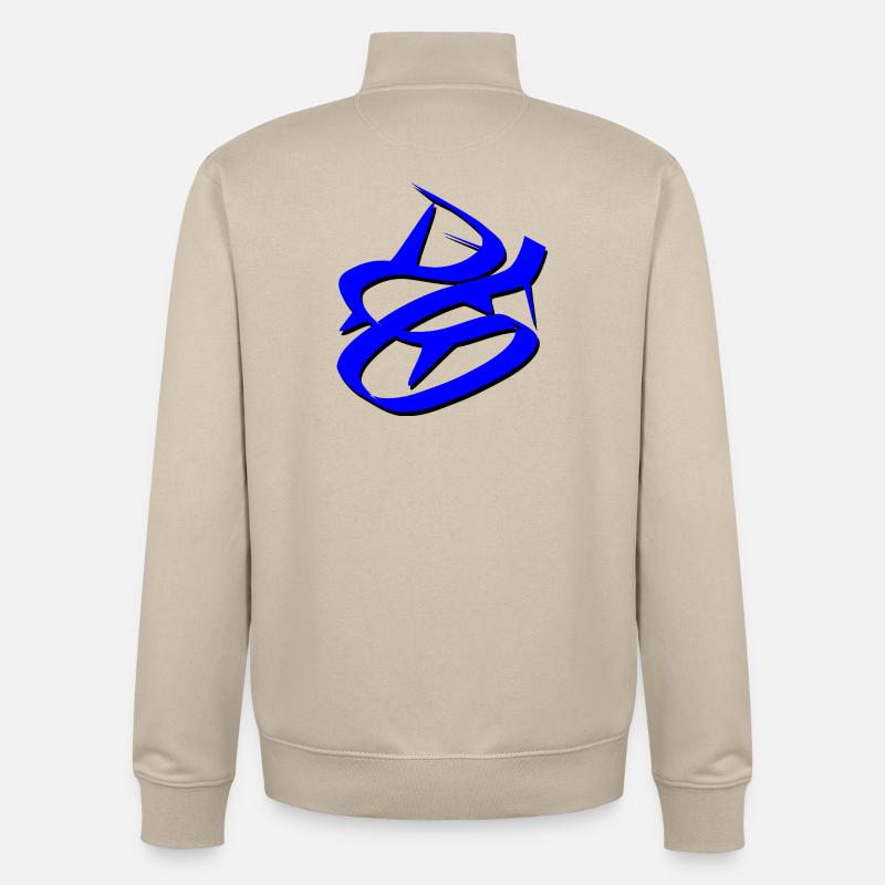 Design de graffiti bleu dynamique - Sweat zippé unisexe en coton bio Stanley/Stella - beige crème