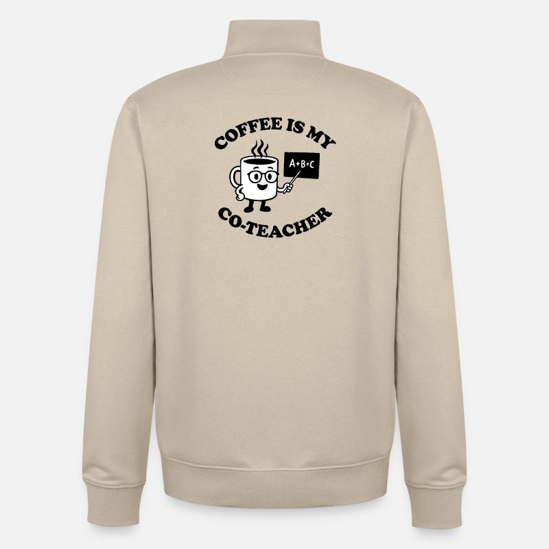 Le café est mon co-enseignant - Sweat zippé unisexe en coton bio Stanley/Stella - beige crème