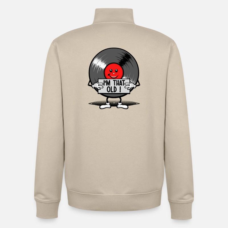 Vieux comme un disque 33 tours - Sweat zippé unisexe en coton bio Stanley/Stella - beige crème