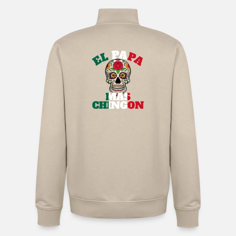 El Papa Mas Chingon - Sweat zippé unisexe en coton bio Stanley/Stella - beige crème