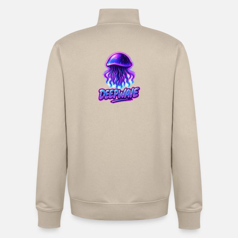 Conception de méduse néon Deepwave - Sweat zippé unisexe en coton bio Stanley/Stella - beige crème