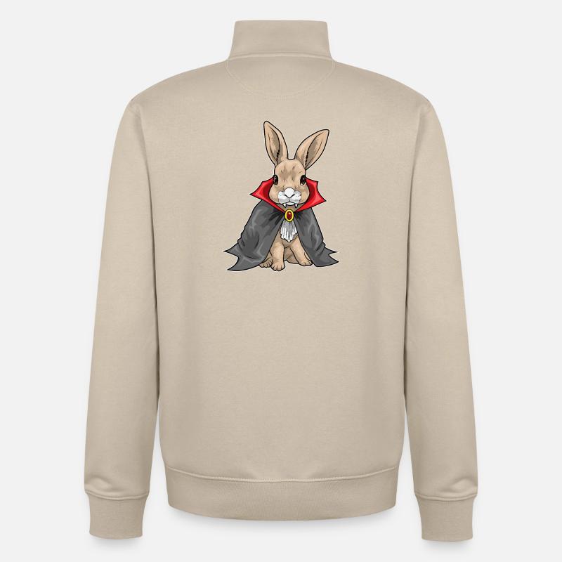 Lapin Halloween Vampire - Sweat zippé unisexe en coton bio Stanley/Stella - beige crème