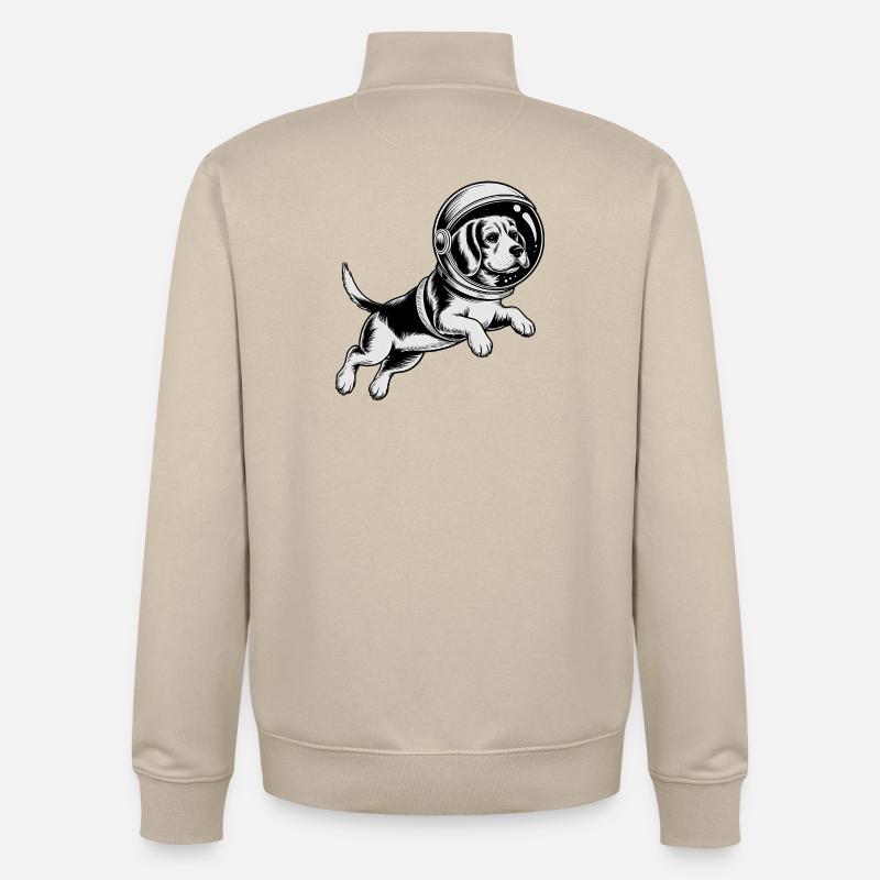 Beagle dans l'espace - Logo d'Astonomy - Sweat zippé unisexe en coton bio Stanley/Stella - beige crème