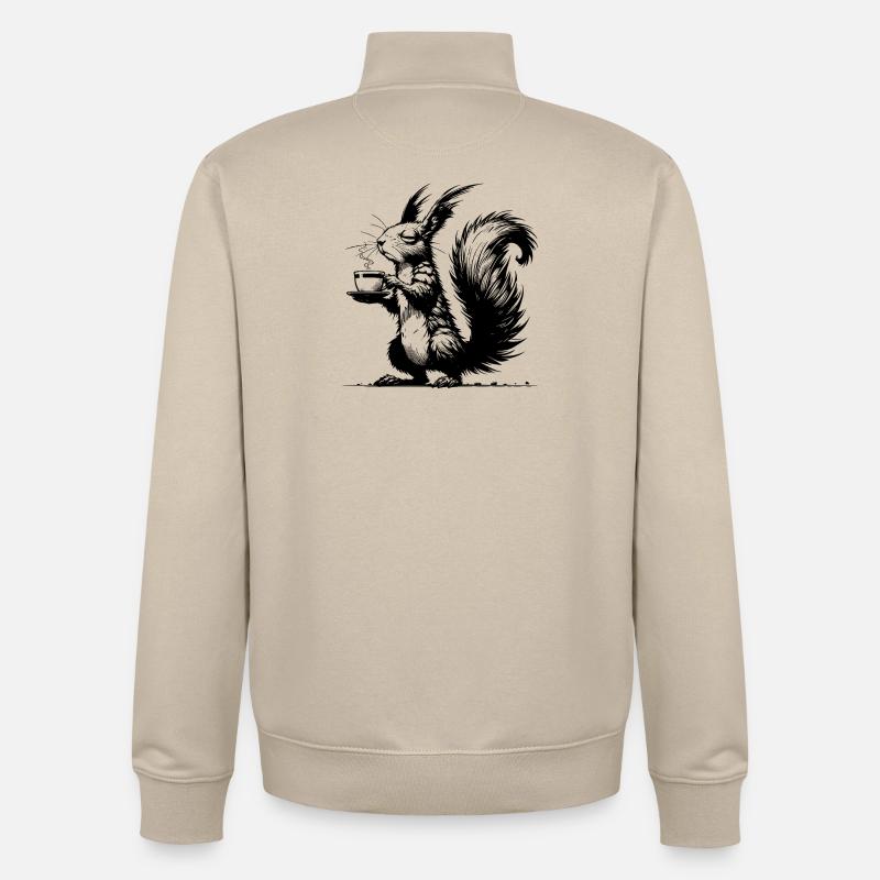 Small Squirrel, Big Cup Squirrel Caffeine - Unisex Organic Zip Sweatshirt by Stanley/Stella - desert dust