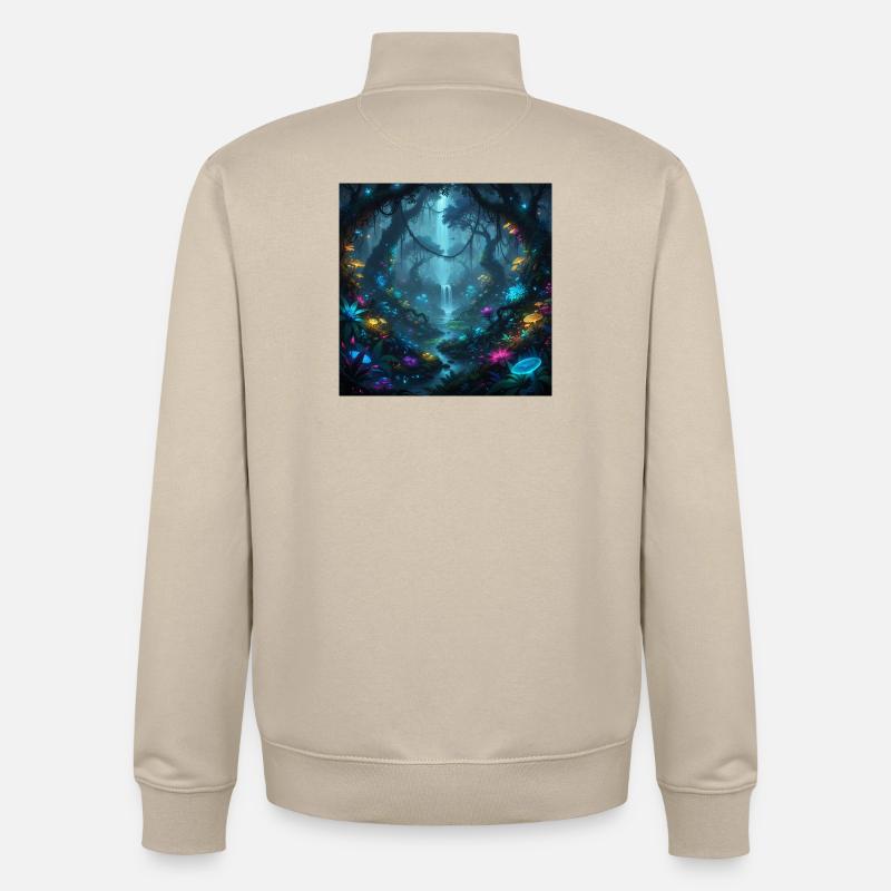 Forêt enchantée lumineuse dans l’obscurité - Sweat zippé unisexe en coton bio Stanley/Stella - beige crème