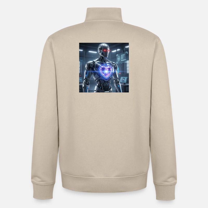 Futuristic robot with light effect - Unisex Organic Zip Sweatshirt by Stanley/Stella - desert dust