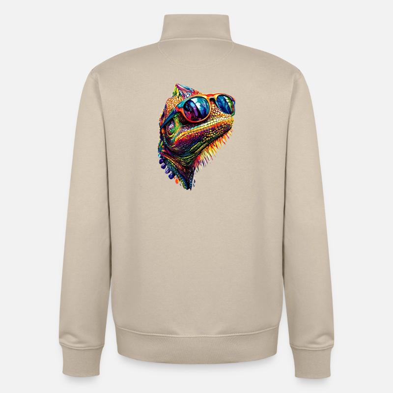 Chameleon Lizard Reptile Chameleon Iguana Lizard - Unisex Organic Zip Sweatshirt by Stanley/Stella - desert dust