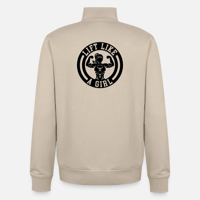 Heben Sie wie ein Mädchen - Unisex Organic Zip Sweatshirt von Stanley/Stella - Cremebeige