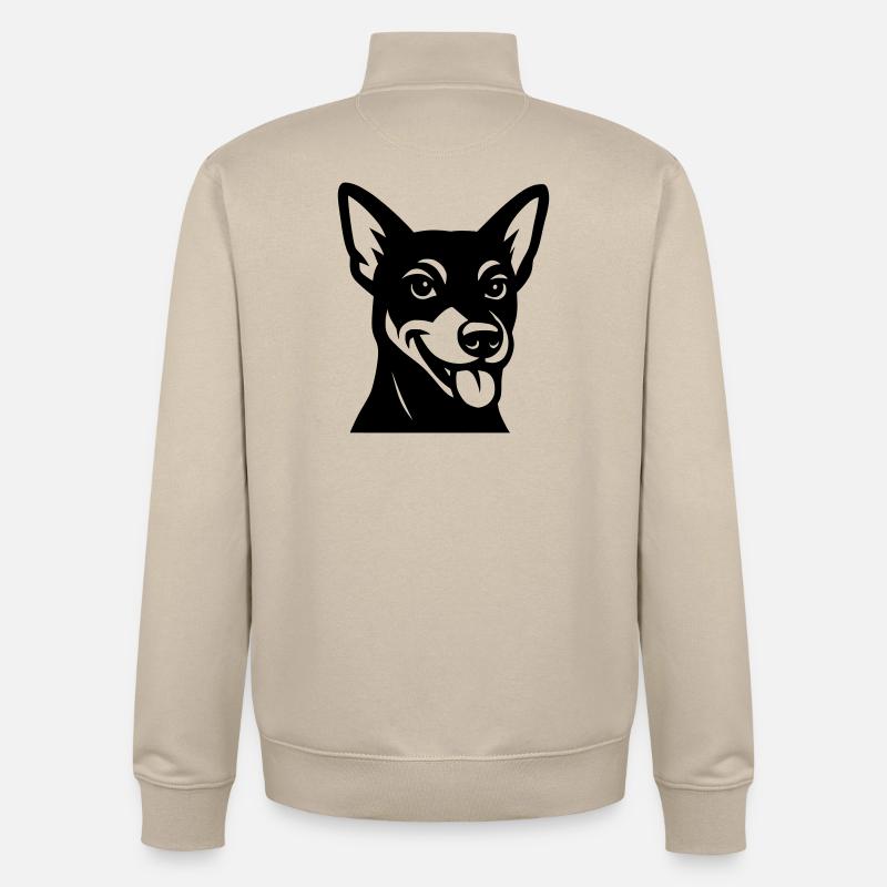 Chien cool en noir et blanc - Sweat zippé unisexe en coton bio Stanley/Stella - beige crème