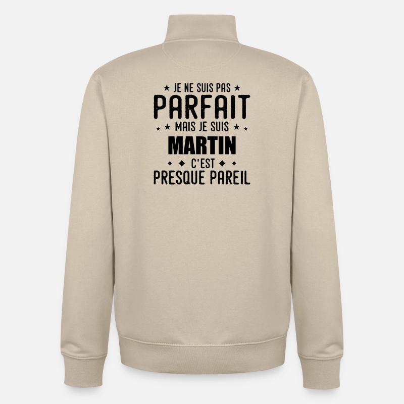Martin: authentisch, unvollkommen, oben, perfekt - Unisex Organic Zip Sweatshirt von Stanley/Stella - Cremebeige