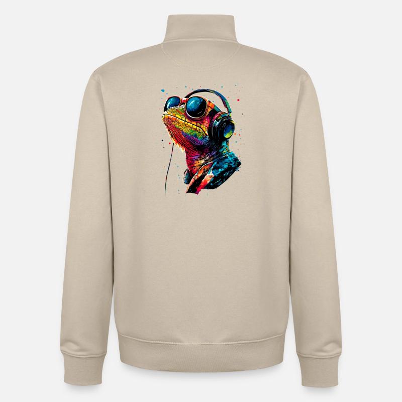 Chameleon Lizard Reptile Chameleon Iguana Lizard - Unisex Organic Zip Sweatshirt by Stanley/Stella - desert dust