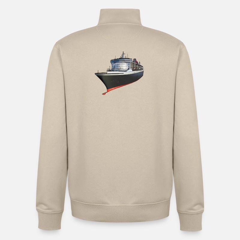 Conception classique d'un navire de croisière - Sweat zippé unisexe en coton bio Stanley/Stella - beige crème
