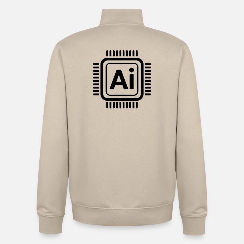 Puce AI - Conception technologique cool - Sweat zippé unisexe en coton bio Stanley/Stella - beige crème