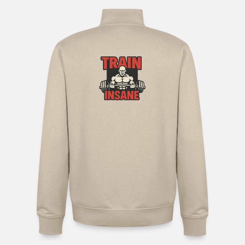 Train Insane Power Symbol Design - Sweat zippé unisexe en coton bio Stanley/Stella - beige crème