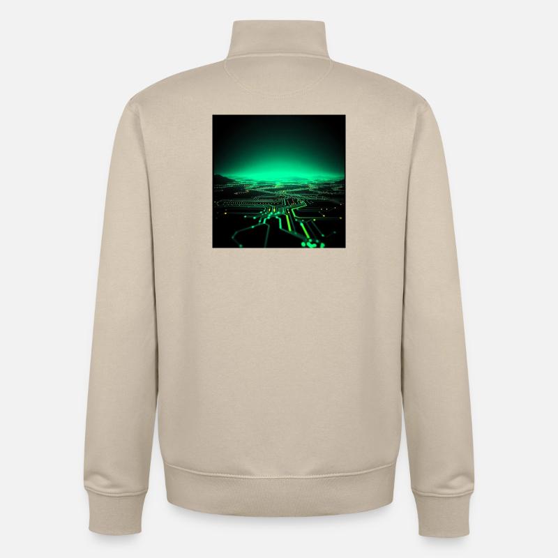 Neon Tech Stadtsilhouette - Unisex Organic Zip Sweatshirt von Stanley/Stella - Cremebeige