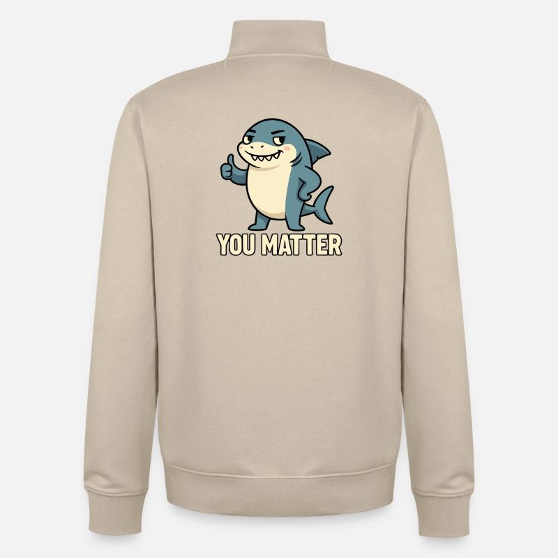 Requin charmant avec motivation de slogan - Sweat zippé unisexe en coton bio Stanley/Stella - beige crème