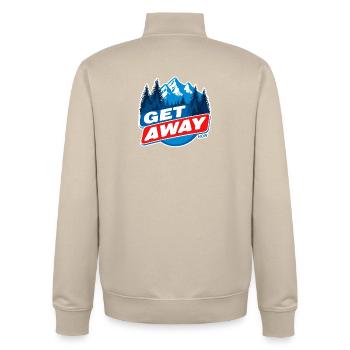 Get away - Unisex Organic Zip Sweatshirt by Stanley/Stella - desert dust - Back - AI Model Male 185 dark (185cm)