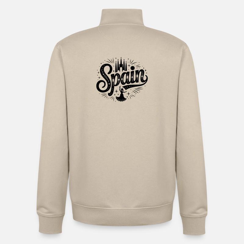 Espagne - Conception de souvenirs - Sweat zippé unisexe en coton bio Stanley/Stella - beige crème