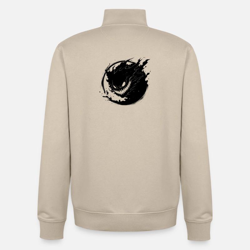 Dunkler Shadings-Vektor mit Dämonengesicht - Unisex Organic Zip Sweatshirt von Stanley/Stella - Cremebeige