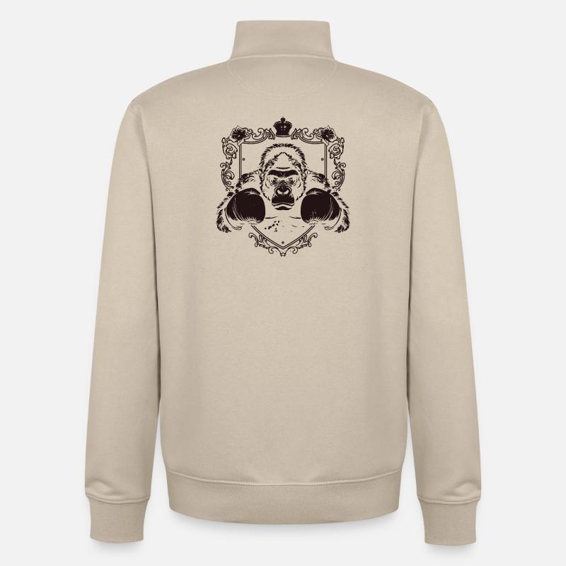  Gorilla mit Kampfpose - Unisex Organic Zip Sweatshirt von Stanley/Stella - Cremebeige