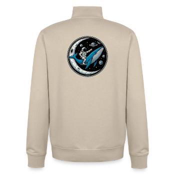 Cosmic Ride: Astronaut und der Wal - Unisex Organic Zip Sweatshirt von Stanley/Stella - Cremebeige - Hinten - AI Model Male 185 dark (185cm)