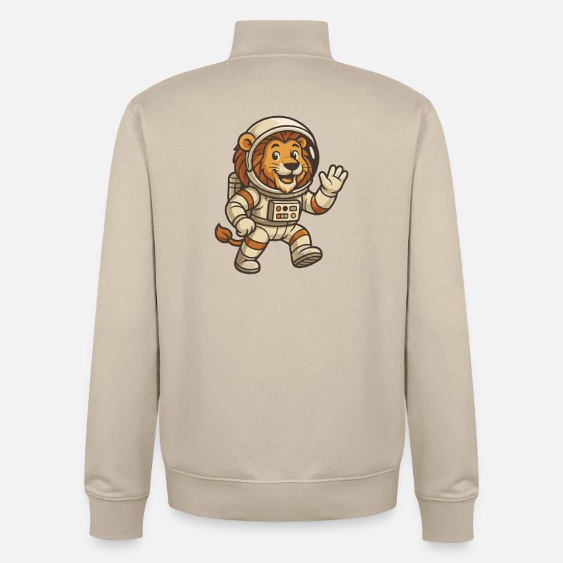 Lion astronaute dans l’espace - Sweat zippé unisexe en coton bio Stanley/Stella - beige crème