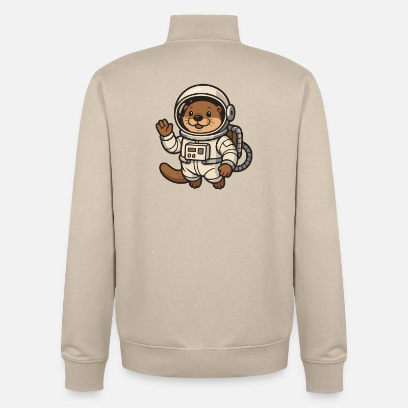 Loutre de l'espace avec combinaison spatiale - Sweat zippé unisexe en coton bio Stanley/Stella - beige crème