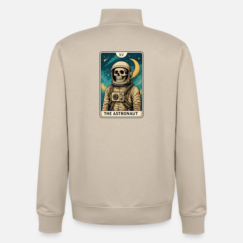 Astronaute avec crâne et ciel étoilé - Sweat zippé unisexe en coton bio Stanley/Stella - beige crème