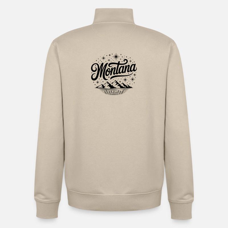 Montana - Souvenir USA State Design - Sweat zippé unisexe en coton bio Stanley/Stella - beige crème