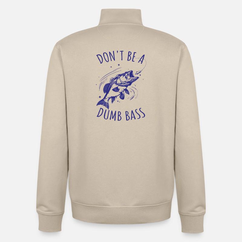Drôle de dicton de pêche poisson - Sweat zippé unisexe en coton bio Stanley/Stella - beige crème